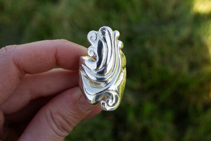 Lost wax cast sterling silver sculptural ring handmade in Ireland