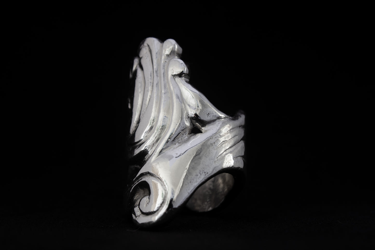 Lost wax cast sterling silver sculptural ring handmade in Ireland