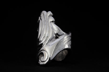 Lost wax cast sterling silver sculptural ring handmade in Ireland