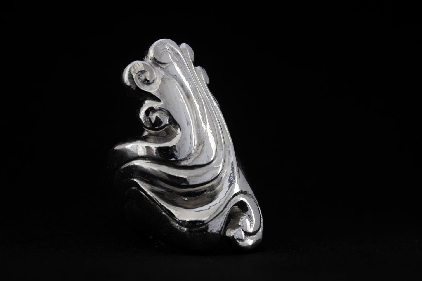Lost wax cast sterling silver sculptural ring handmade in Ireland