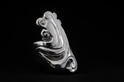 Lost wax cast sterling silver sculptural ring handmade in Ireland
