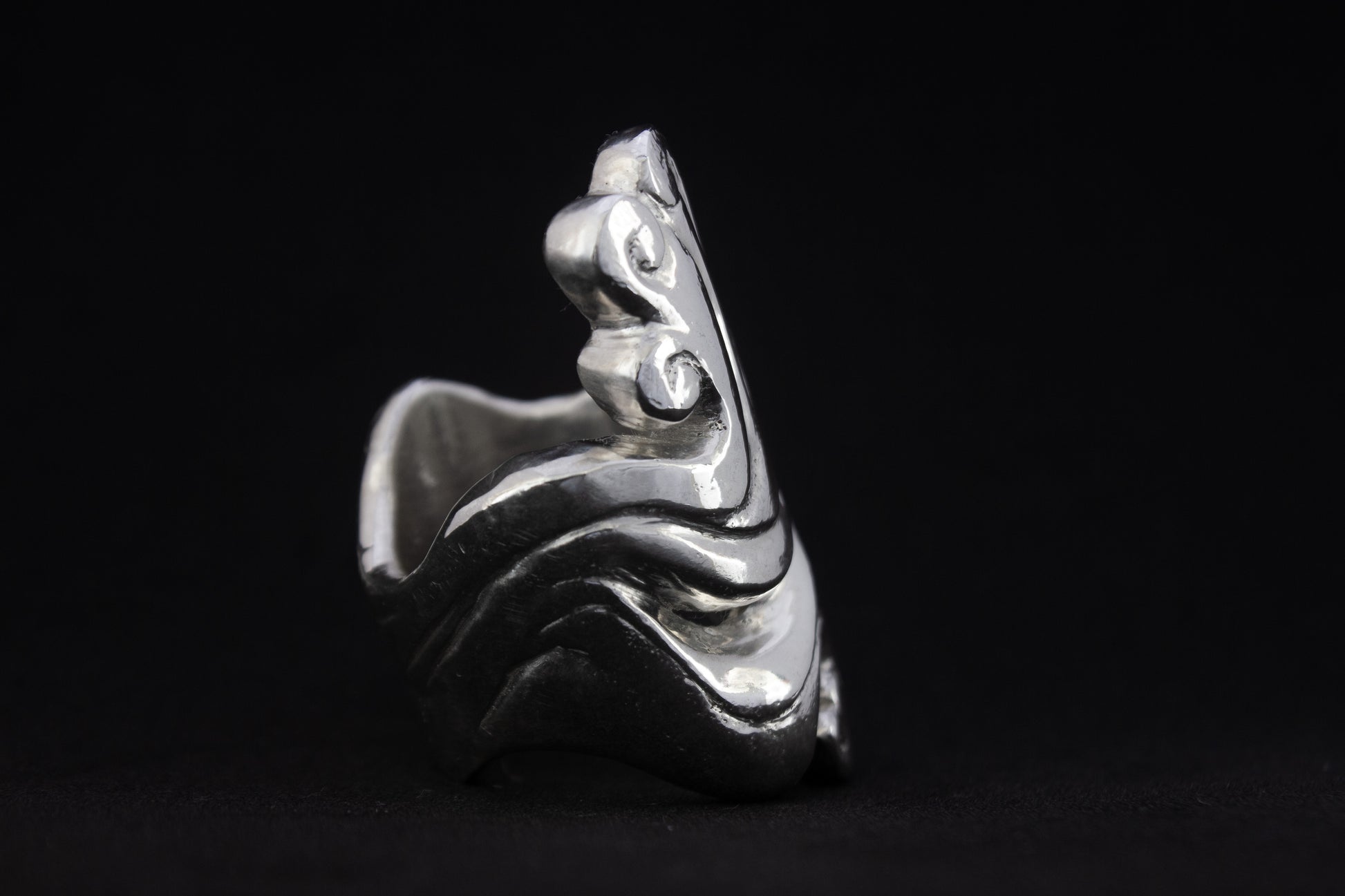 Lost wax cast sterling silver sculptural ring handmade in Ireland