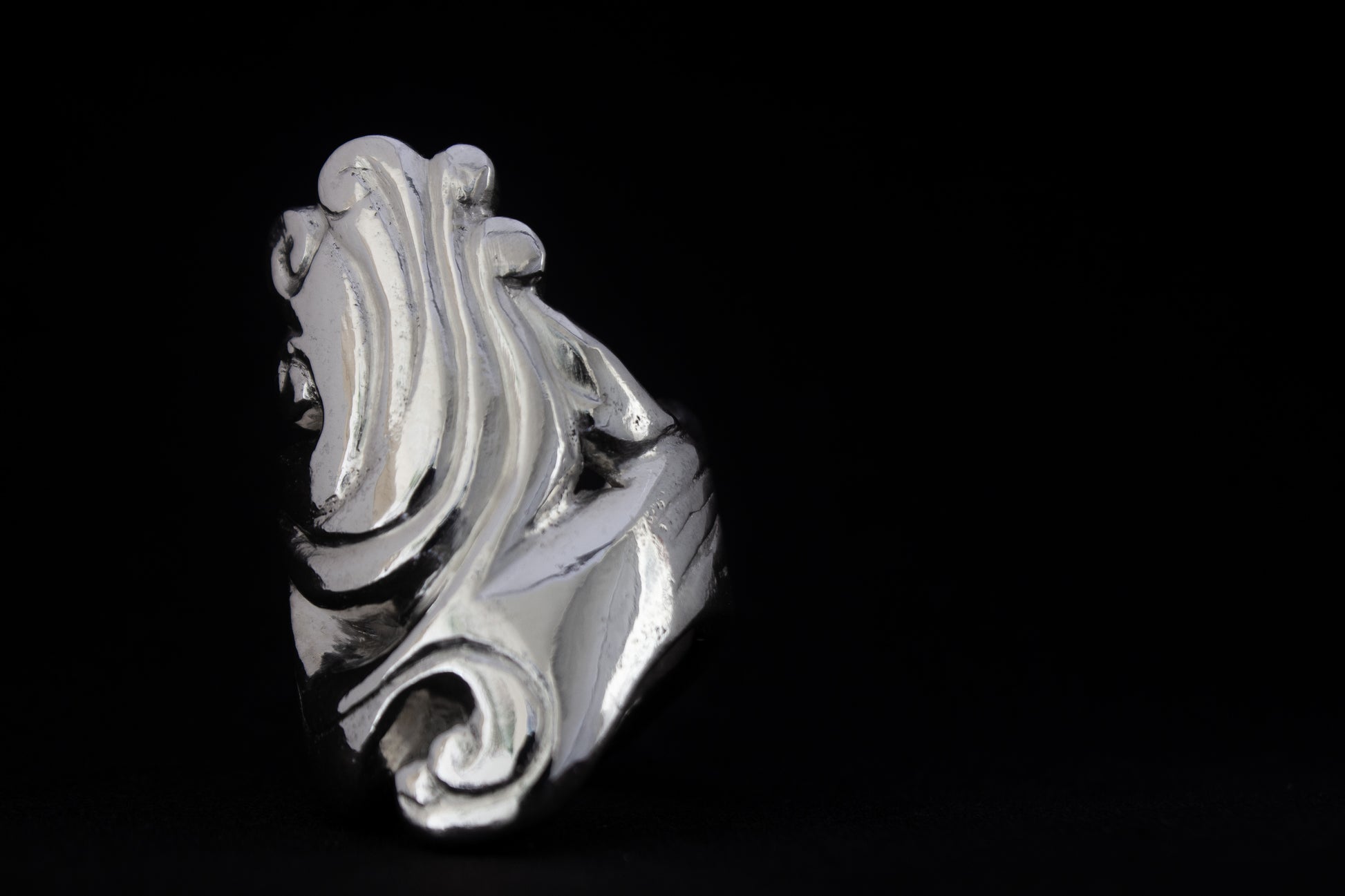 Lost wax cast sterling silver sculptural ring handmade in Ireland