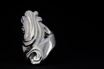 Lost wax cast sterling silver sculptural ring handmade in Ireland