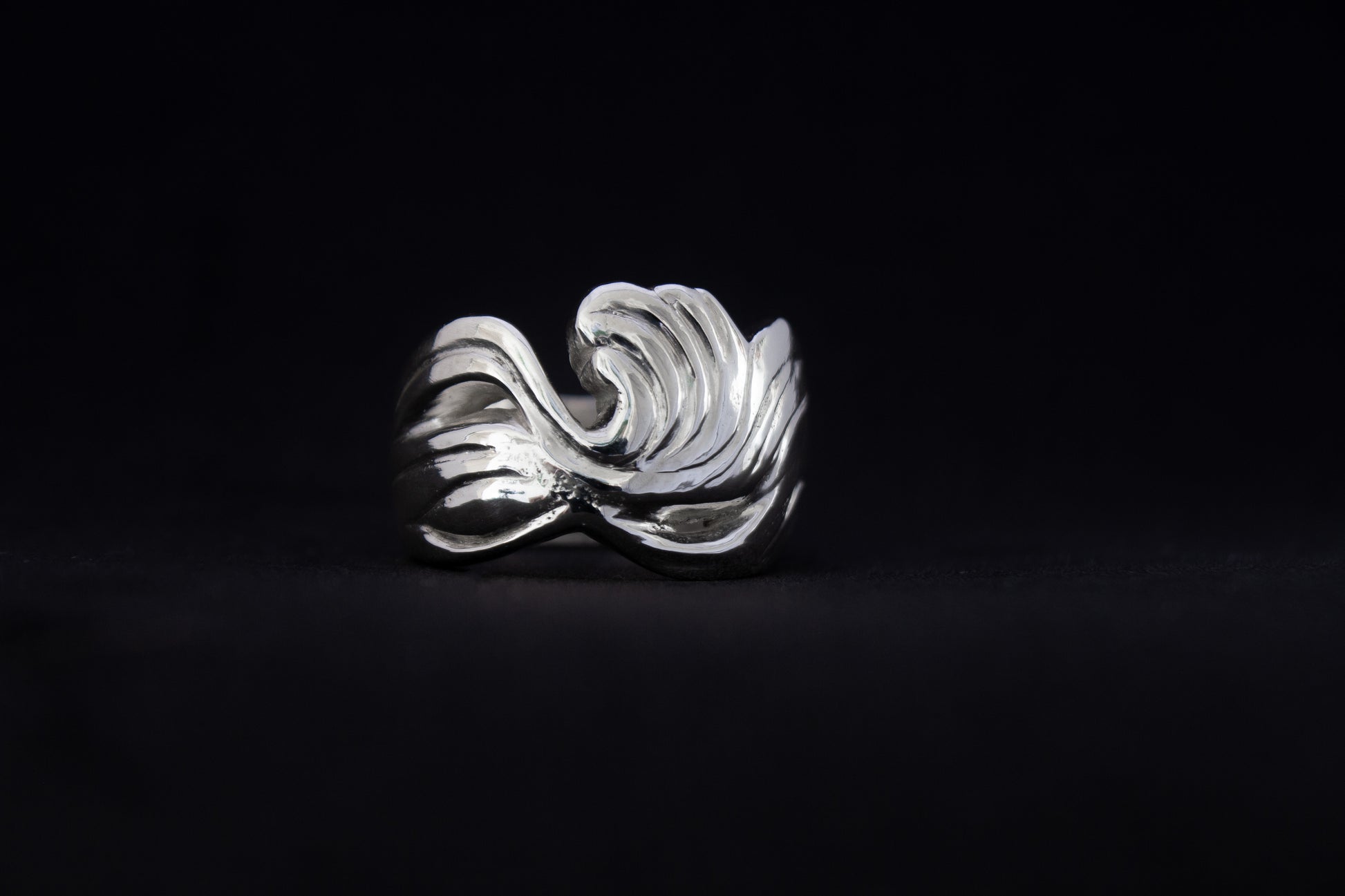 one of a kind sterling silver sculptural ring handmade Ireland black background