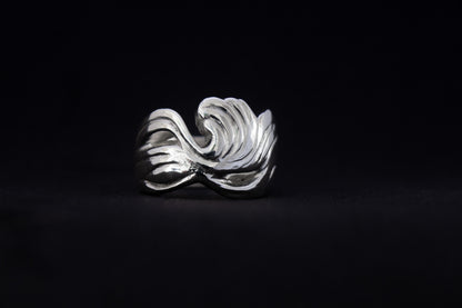 one of a kind sterling silver sculptural ring handmade Ireland black background