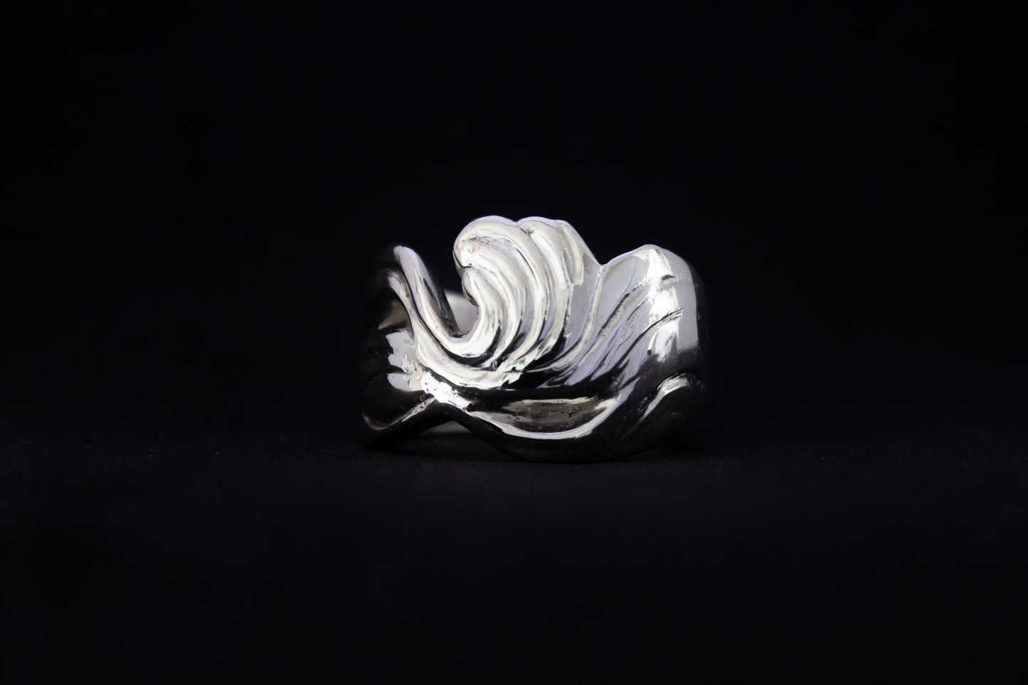 one of a kind sterling silver sculptural ring handmade Ireland black background