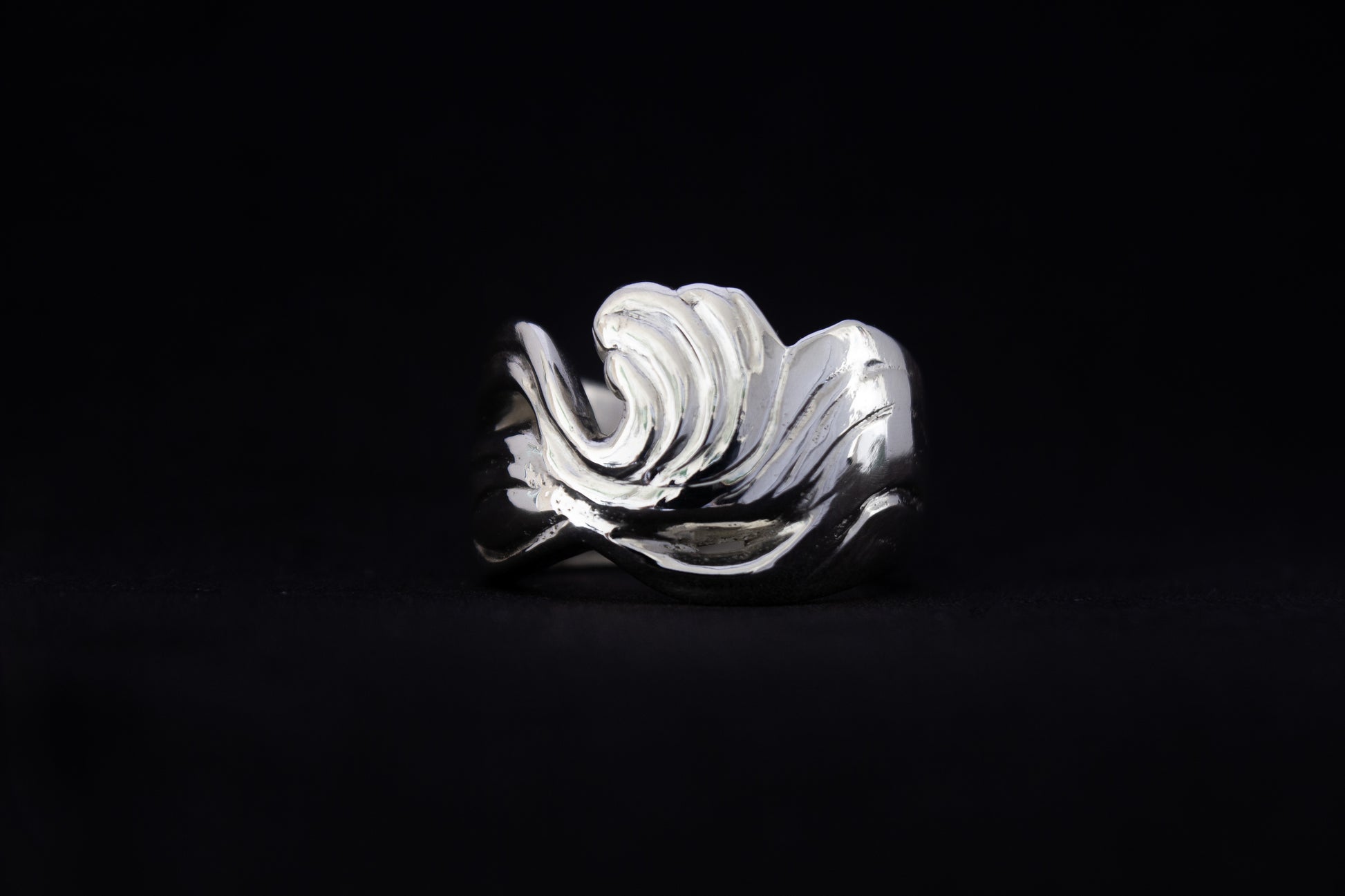 one of a kind sterling silver sculptural ring handmade Ireland black background