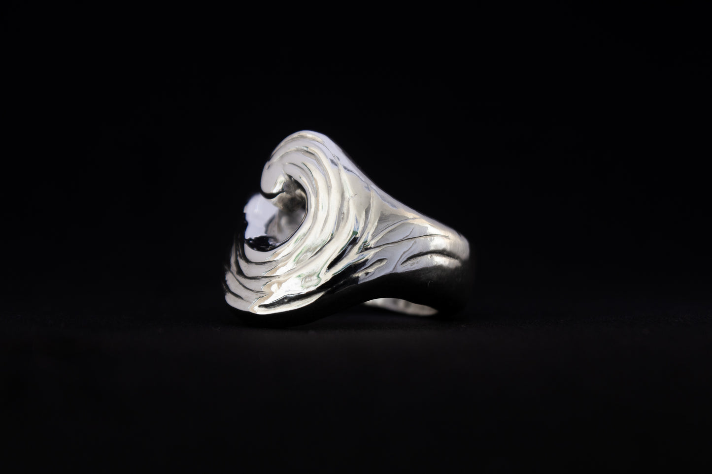 one of a kind sterling silver sculptural ring handmade Ireland black background