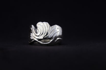 one of a kind sterling silver sculptural ring handmade Ireland black background